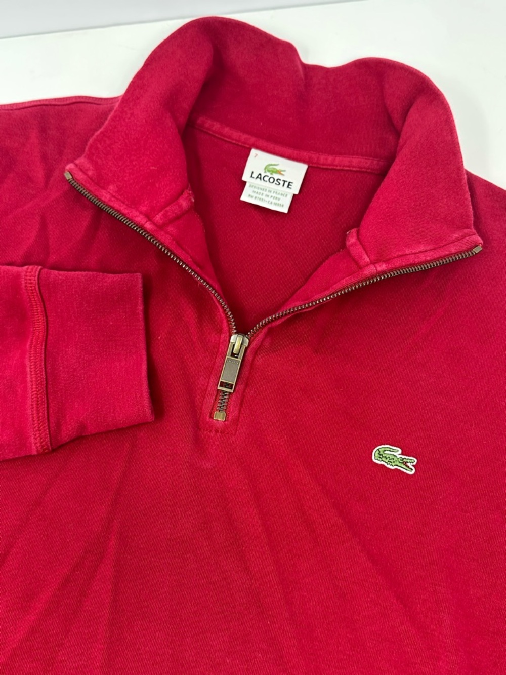 Lacoste Quarter Zip Pullover Sweatshirt Mens XXL Red Cotton‎ Pockets